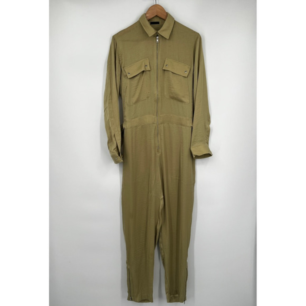 ATM‎ Anthony Thomas Melillo Womens Jumpsuit Green 2 Pockets Long Sleeve M New